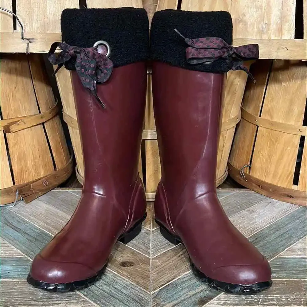 Bogs Alex Solids Burgundy Waterproof Lined Insulated Rain Boots Womens Size 8